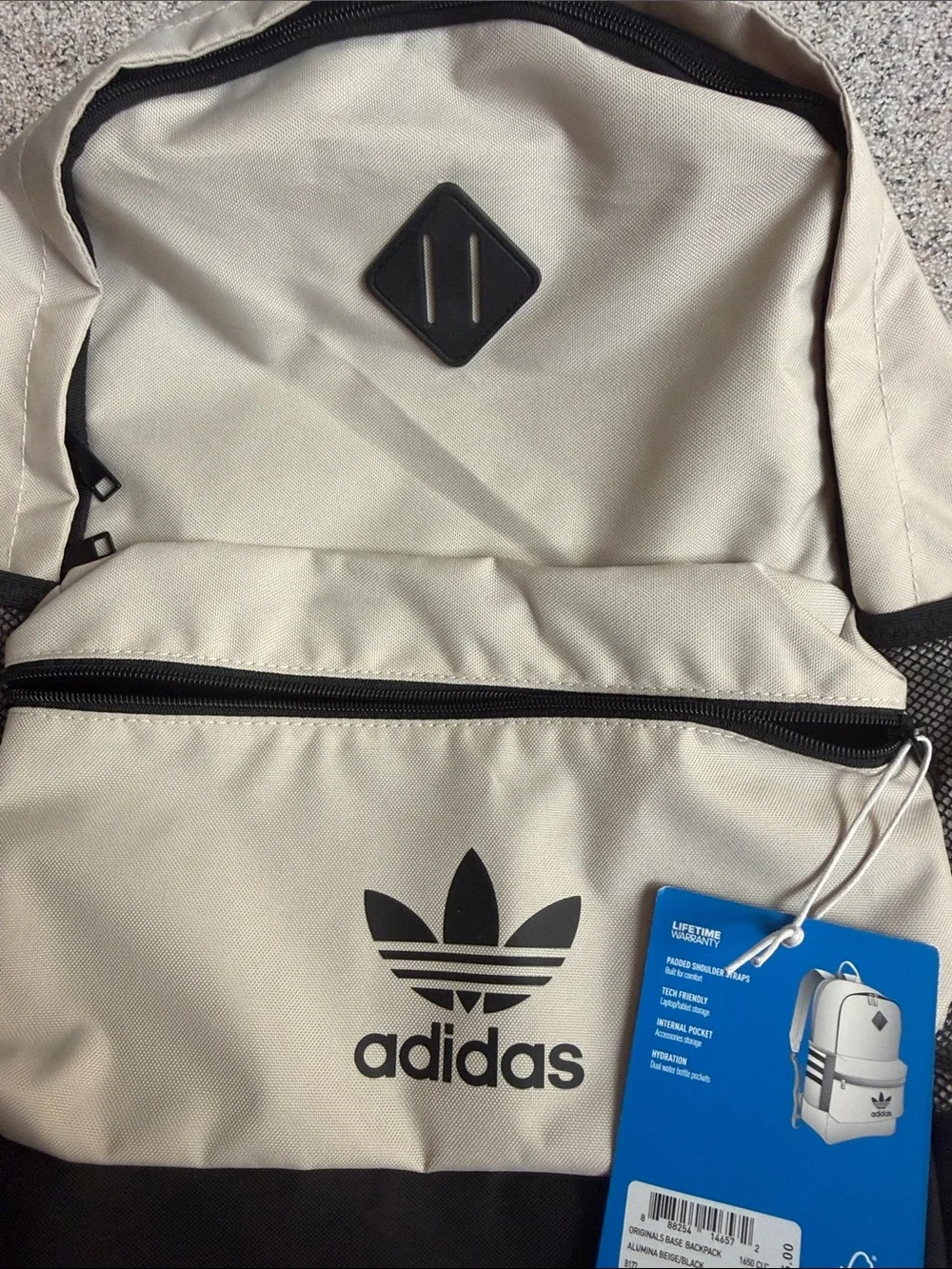 adidas Two-Tone Beige and Black Trefoil Backpack